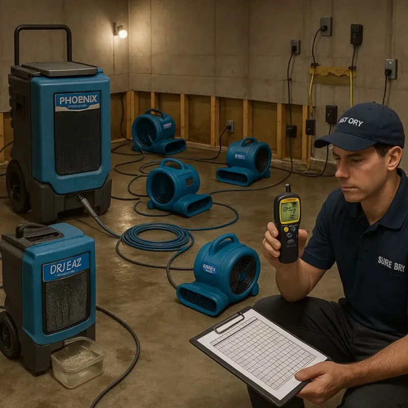 Structural Drying and Dehumidification process in McQueeney, TX